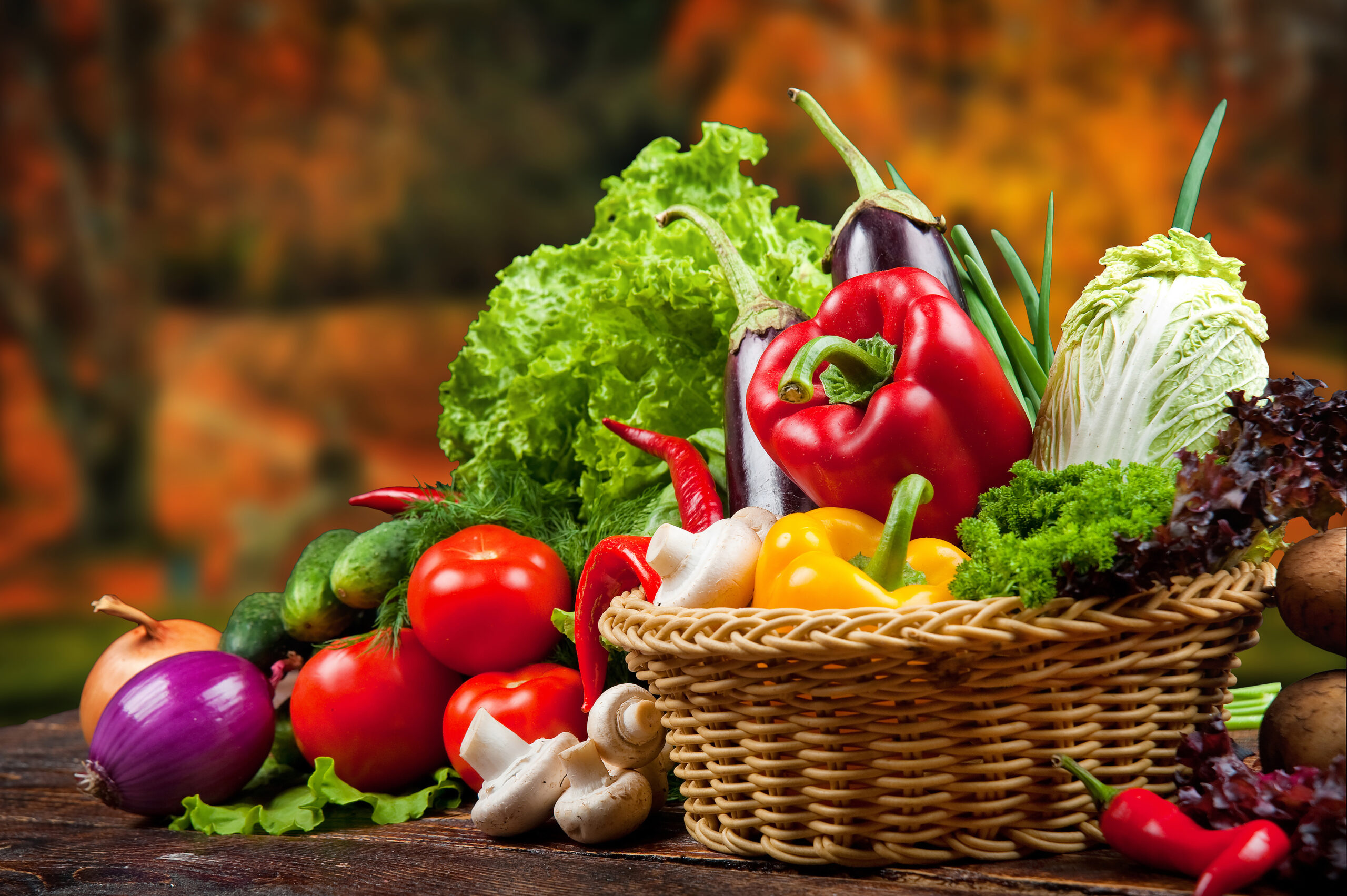 organic food background vegetables basket scaled